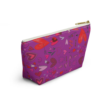 Heart doodles - Deep Magenta B805AE - Accessory Pouch w T-bottom