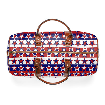 Red White and Blue Stars - Stripes - Waterproof Travel Bag
