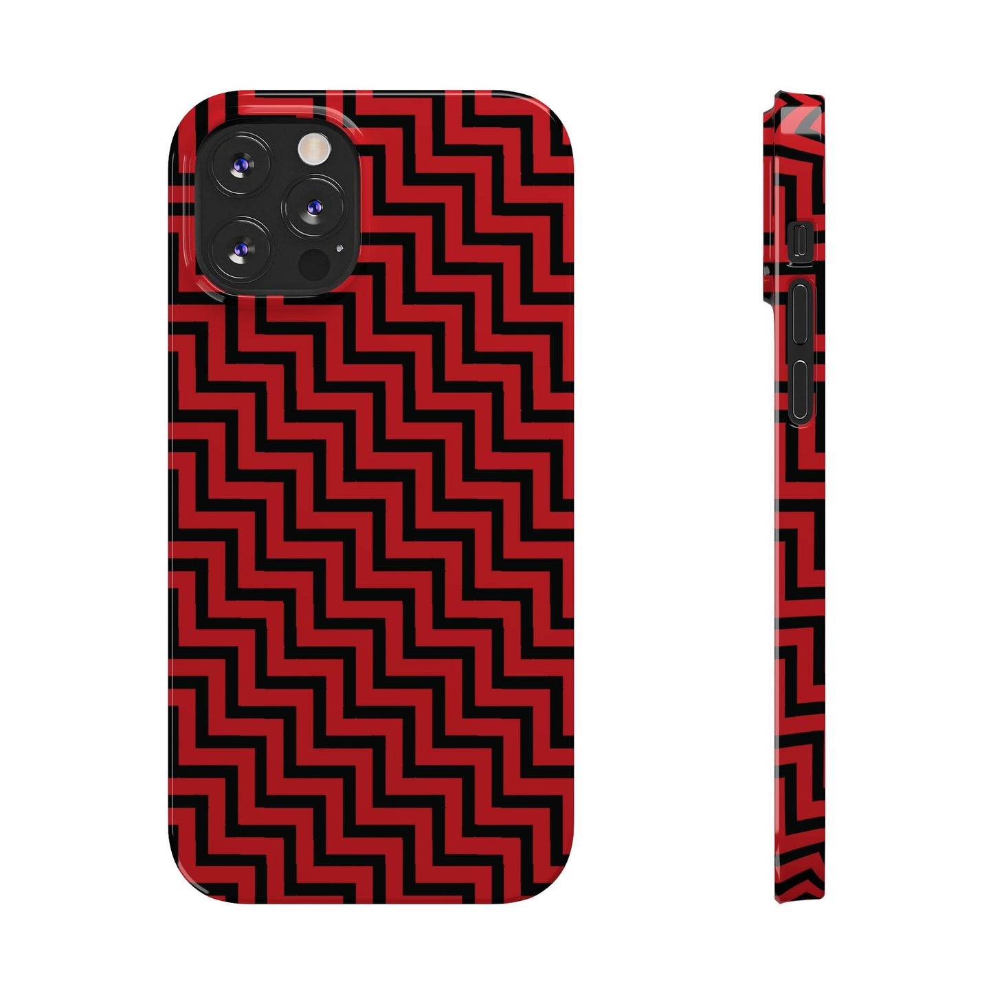 Zigs and Zags - Black - Scarlet - Slim Phone Cases