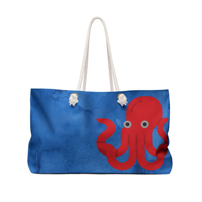 BIG Octopus - Dark Blue Watercolor Background - Weekender Bag