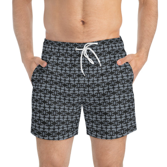 Playful Dolphins - Black 000000 - Swim Trunks