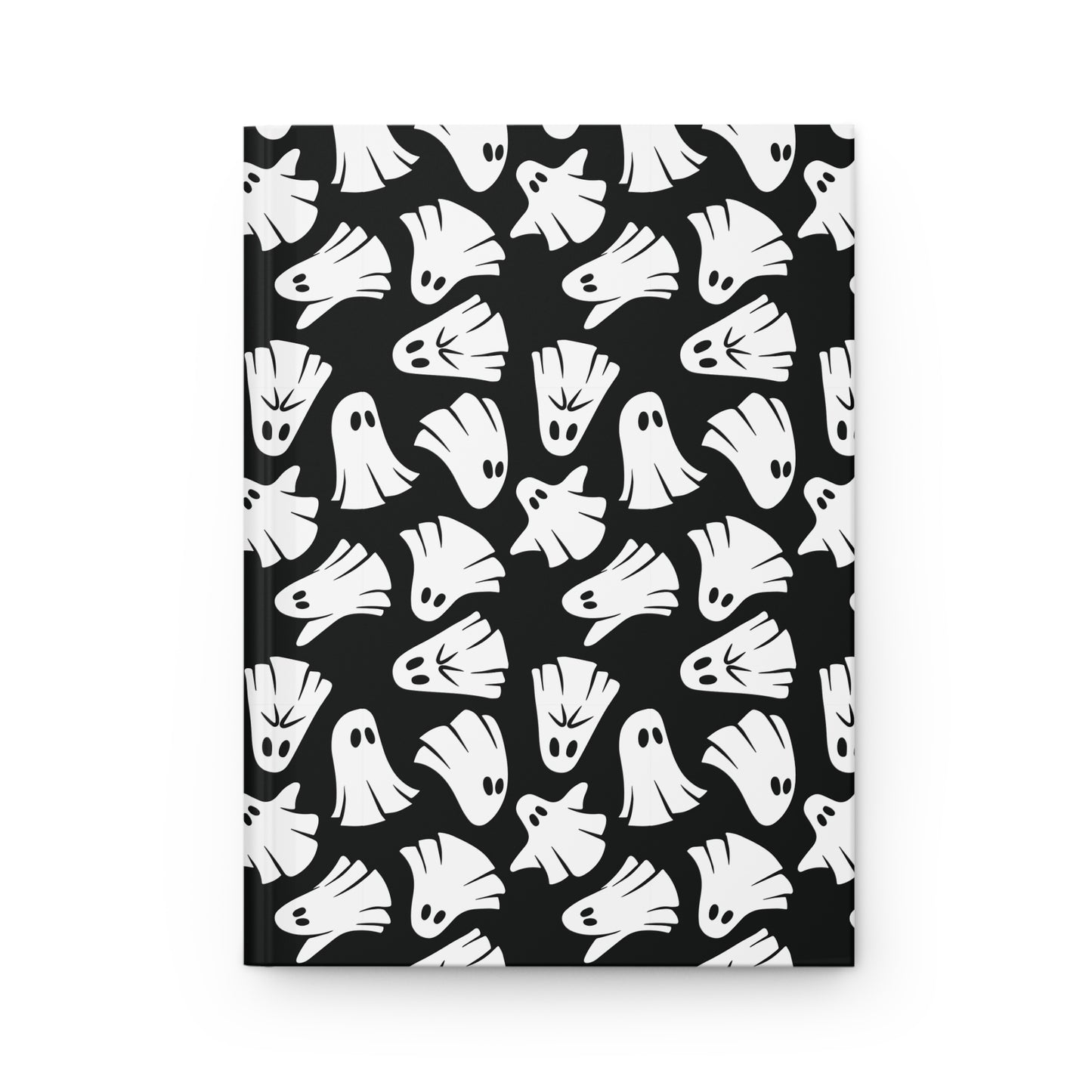 Boo - Ghosts - Halloween - Black 000000 - Hardcover Journal Matte