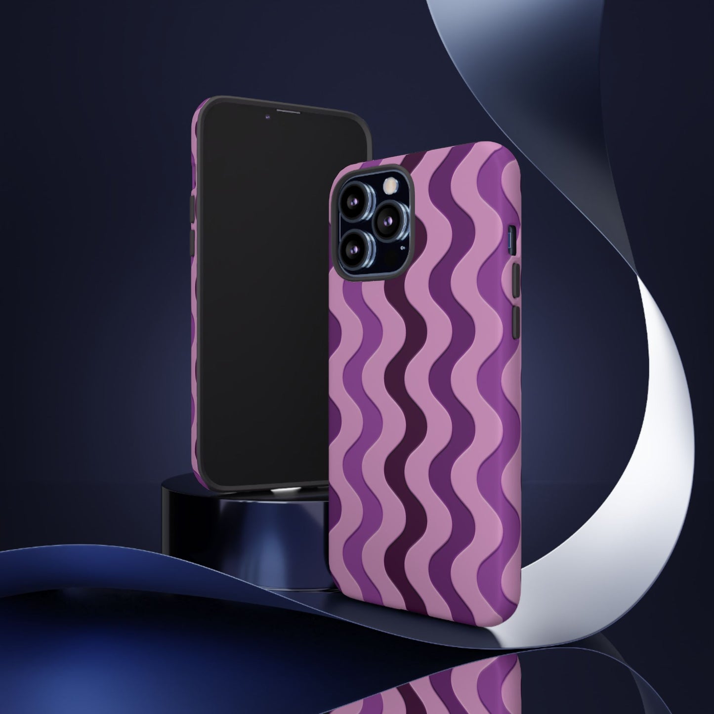 Vertical retro wavy purple and pink - Tough Cases