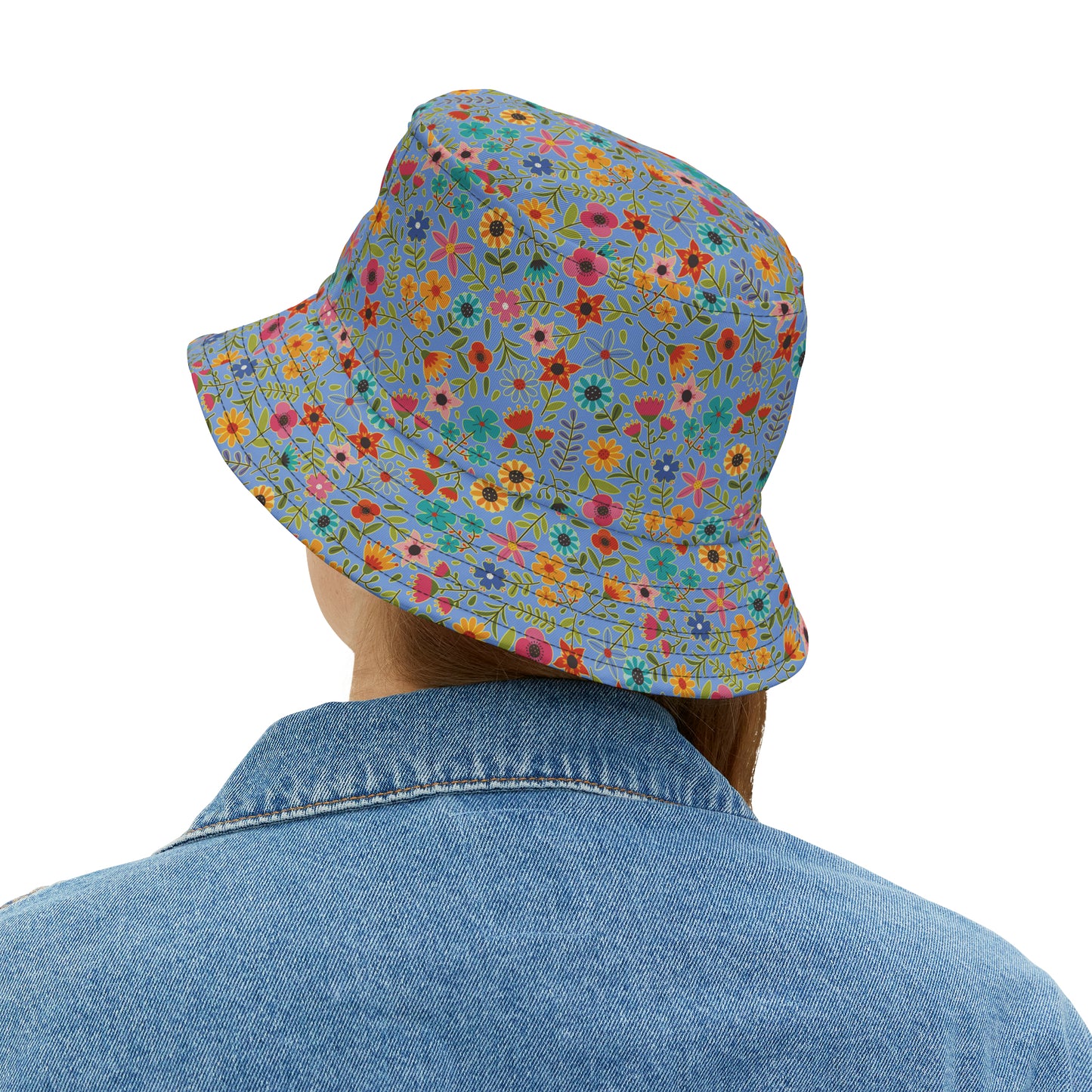 Playful Spring Flowers - Fennel Flower 74a6ff - Bucket Hat (AOP)