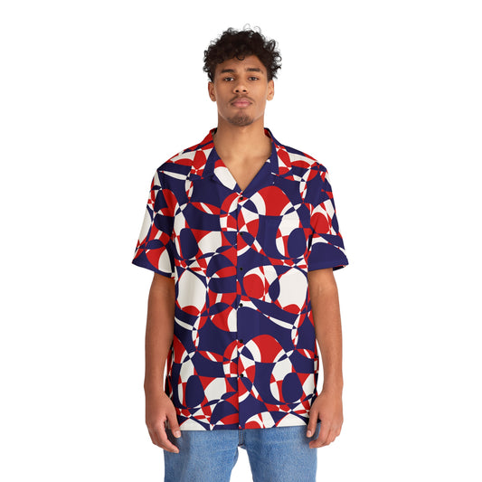 Scarlet Symphony and Sapphire Swirl Got Together - White - Men's Hawaiian Shirt