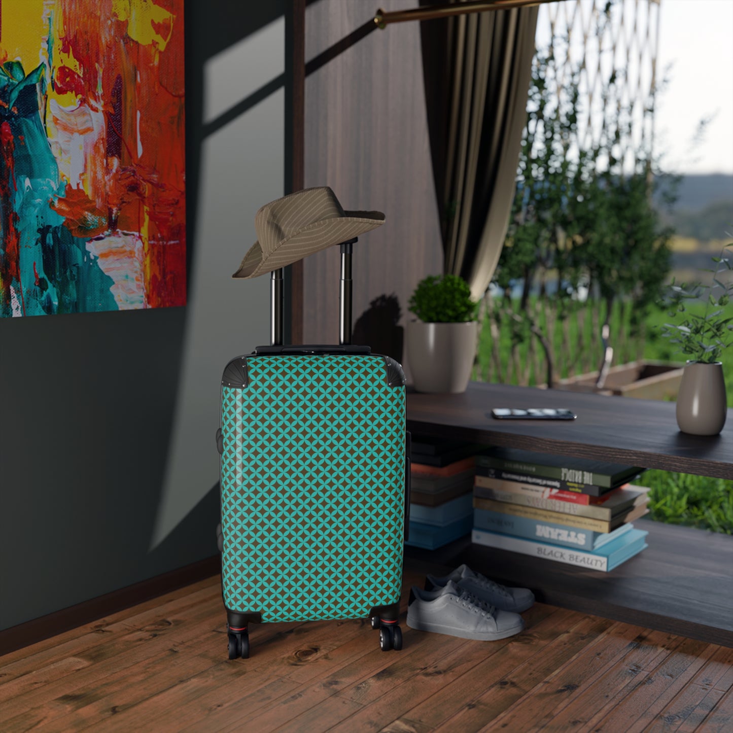 Moroccan Prints - Teal - Brown - Suitcase