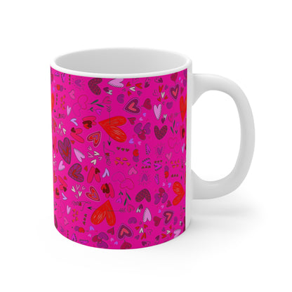 Heart Doodles - Mean Girls Lipstick ff00a8 - Mug 11oz