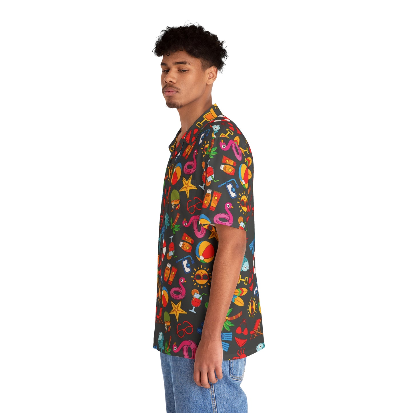 Summer Vibes - Black 000000 - Men's Hawaiian Shirt