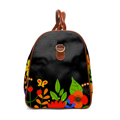 Bright Summer flowers - Black 000000 - Waterproof Travel Bag