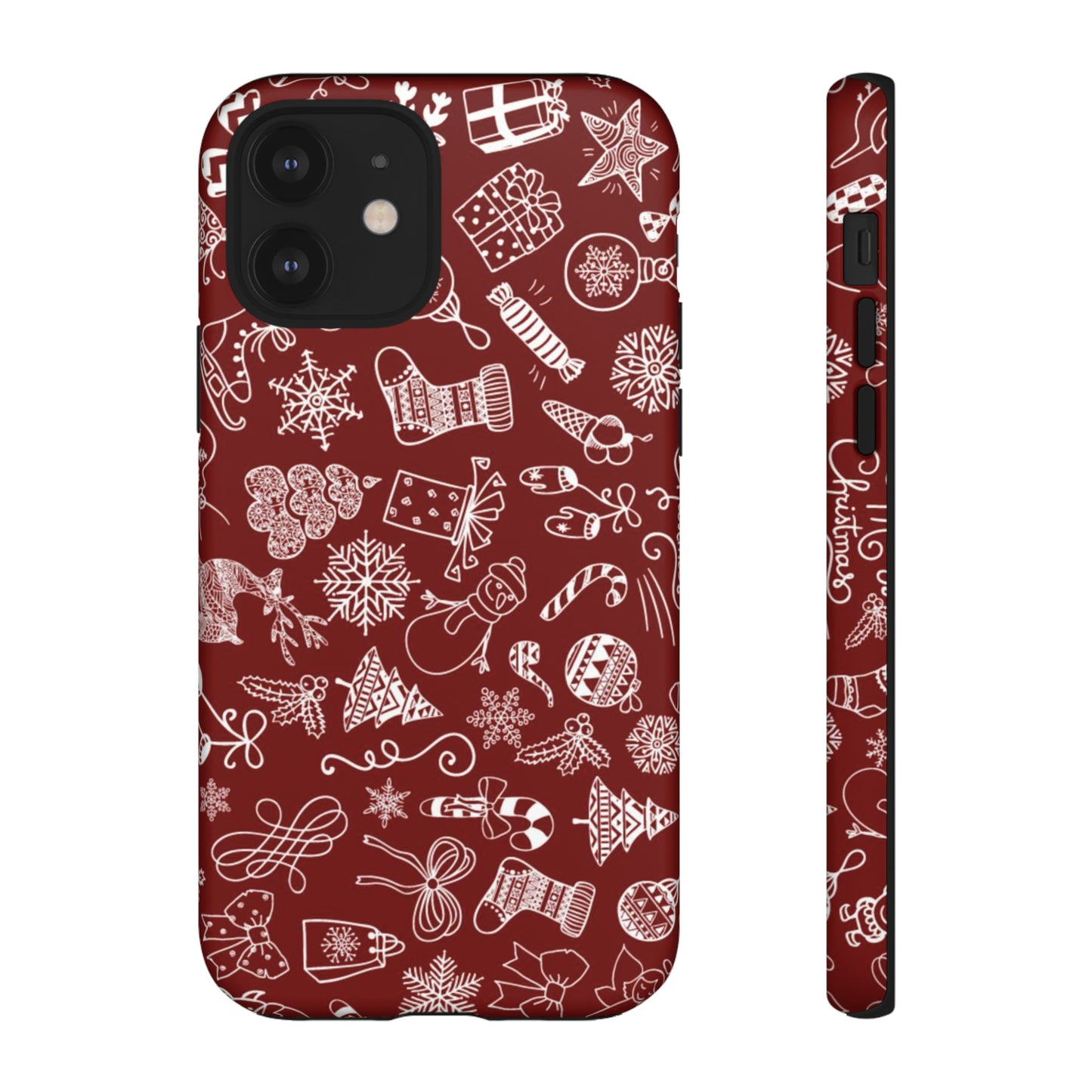 Christmas doodles on red - Tough Cases