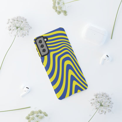 Retro wavy - yellow and blue - Tough Cases