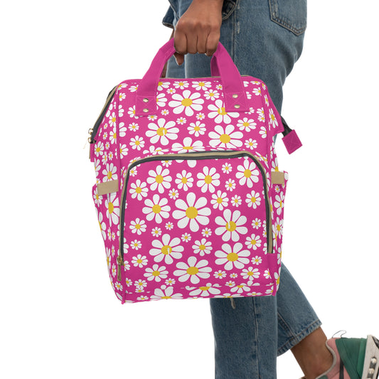Ducks in Daisies - Mean Girls Lipstick ff00a8  - Multifunctional Diaper Backpack