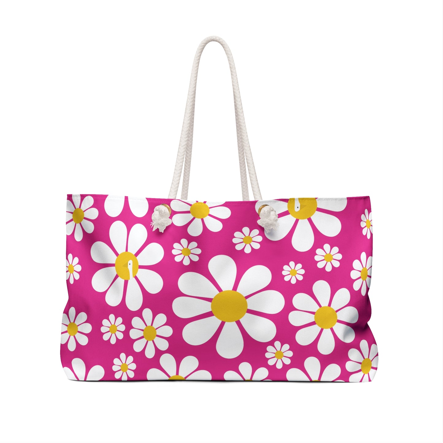 Ducks in Daisies - Large print - Mean Girls Lipstick ff00a8 - Weekender Bag