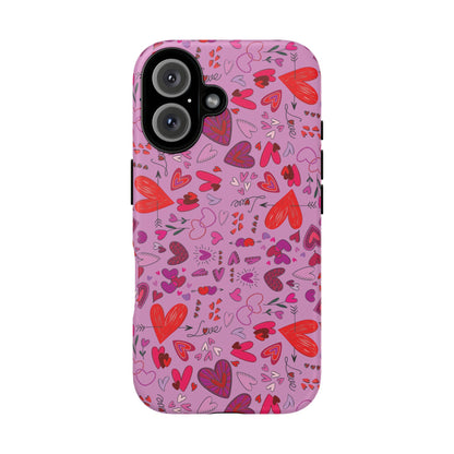 Heart Doodles - Fuschia Pink ff8eff - Tough Cases