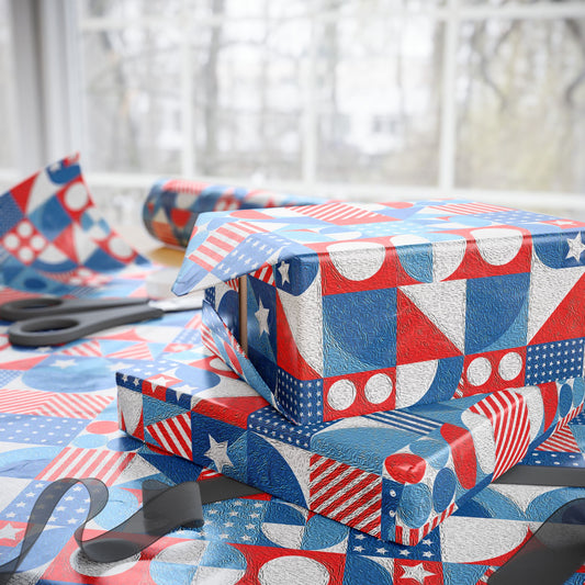 Red White and Blue Bold Pattern - Oil Paint Texture - Wrapping Papers