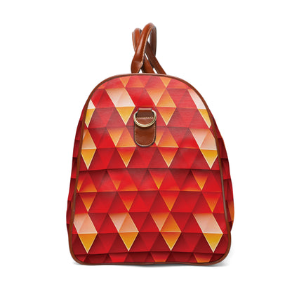 Geometric Flame - Red Triangles - Boston University Red d00000 - Waterproof Travel Bag