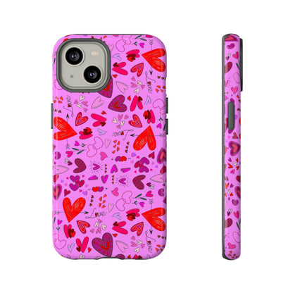 Heart Doodles - Fuschia Pink ff8eff - Tough Cases