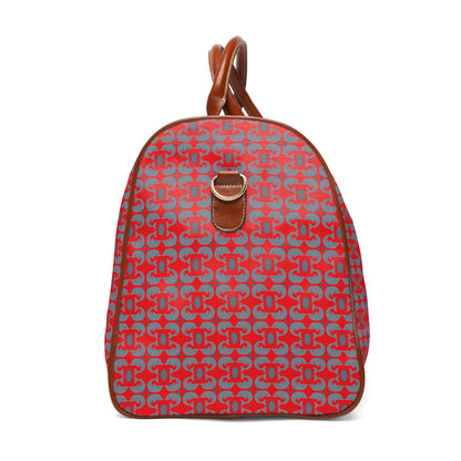 Playful Dolphins - Red ff0000 - Waterproof Travel Bag