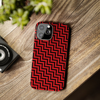 Zigs and Zags - Black - Scarlet - Slim Phone Cases