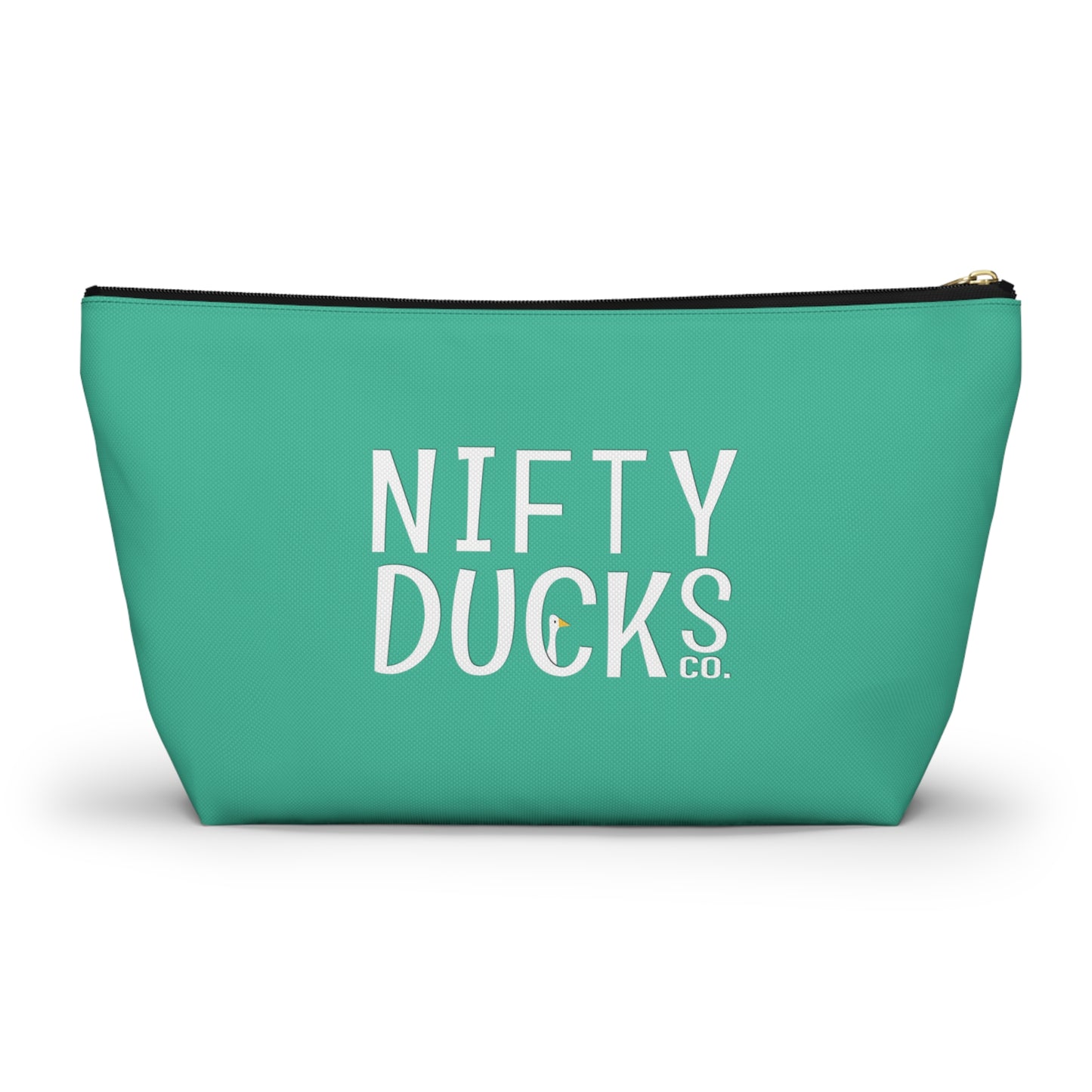 Nifty Ducks Co. Logo2 - ducks - Turquoise 12d3ad - Accessory Pouch w T-bottom