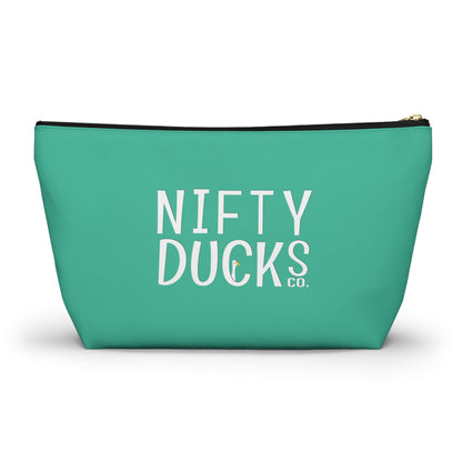 Nifty Ducks Co. Logo2 - ducks - Turquoise 12d3ad - Accessory Pouch w T-bottom