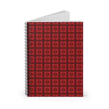 Intersecting Squares - Red - Black - Spiral Notebook - Ruled Line
