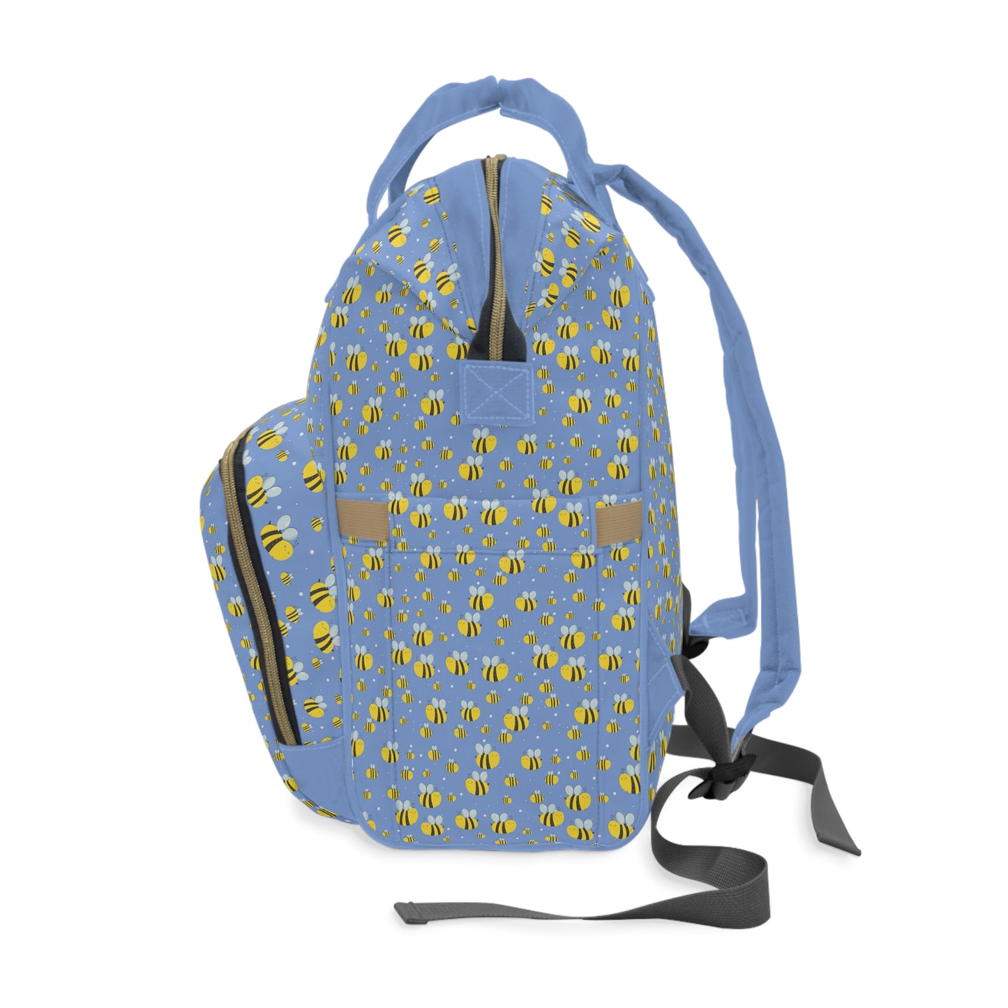 Lots of Bees - Fennel Flower 74a6ff  - small print - Multifunctional Diaper Backpack