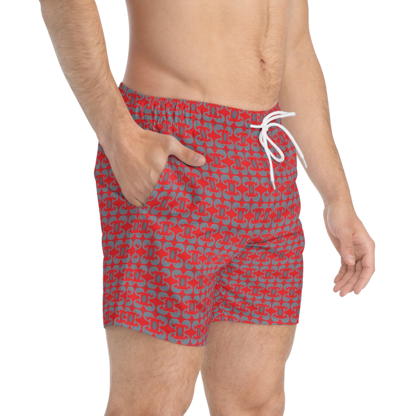 Playful Dolphins - Red ff0000 - Swim Trunks