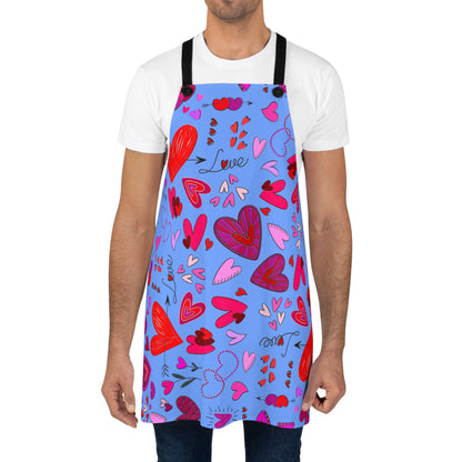 Heart Doodles - Fennel Flower 74a6ff - Apron