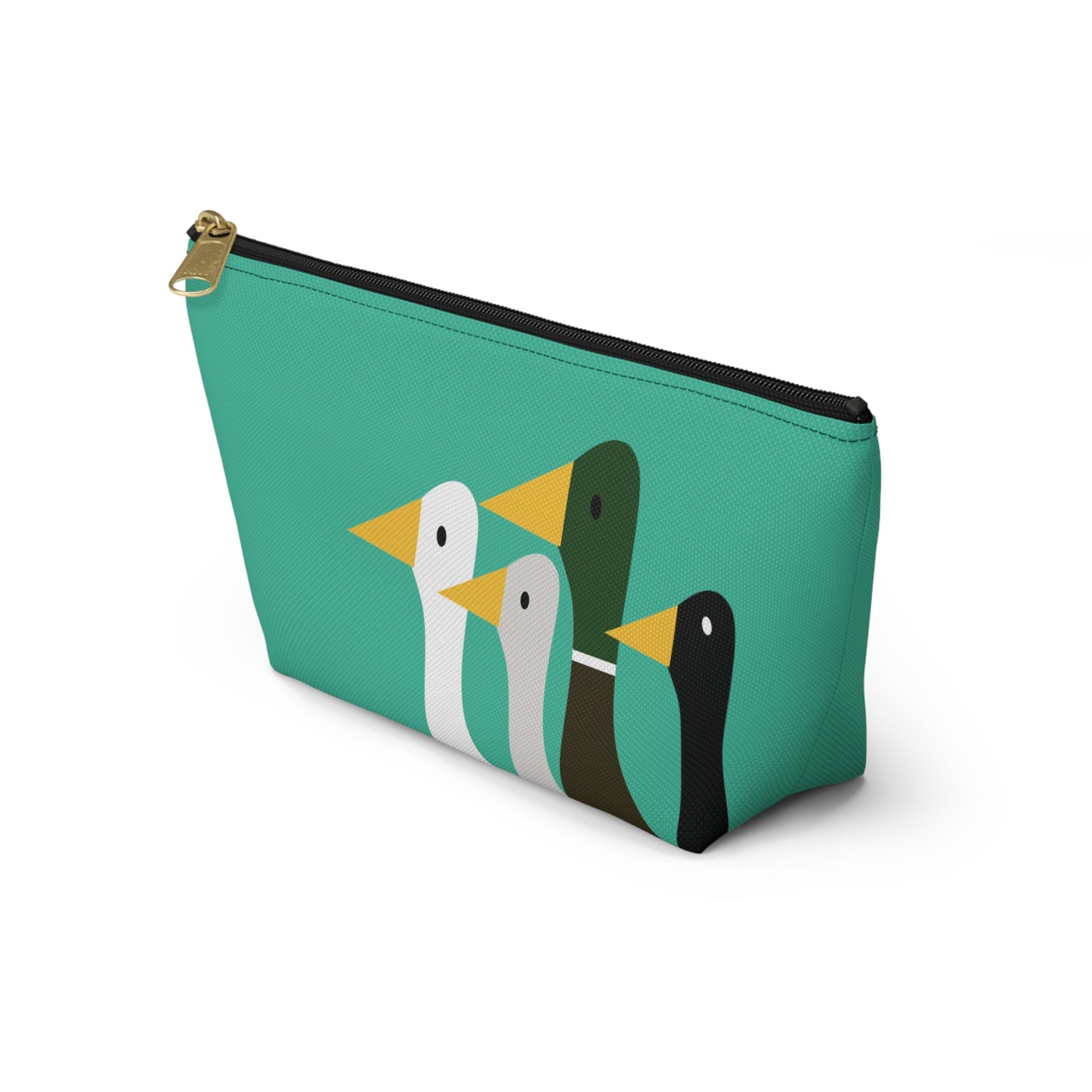 Nifty Ducks Co. Logo2 - ducks - Turquoise 12d3ad - Accessory Pouch w T-bottom