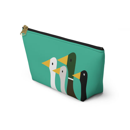 Nifty Ducks Co. Logo2 - ducks - Turquoise 12d3ad - Accessory Pouch w T-bottom