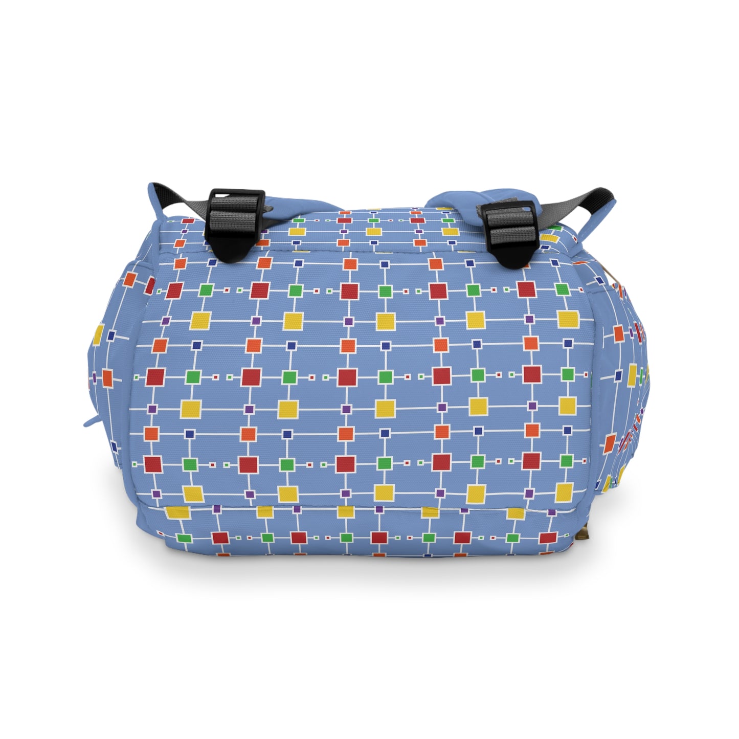 Geometric White Grid with Squares - Fennel Flower 74a6ff - Multifunctional Diaper Backpack