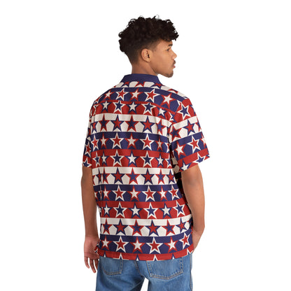 Red White and Blue Stars - Stripes - Men's Hawaiian Shirt