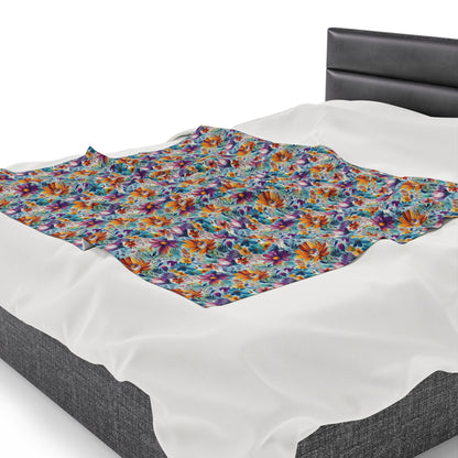 Wild Flowers - AI Generated - Velveteen Plush Blanket