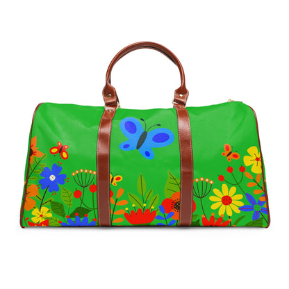 Bright Summer flowers - Lime Green 21C12E - Waterproof Travel Bag