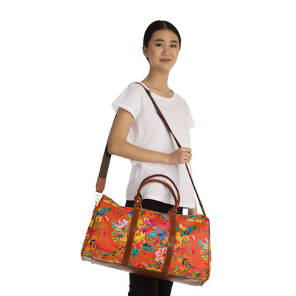 Bright Bold Watercolor Flowers - Orange FE5000 - Waterproof Travel Bag