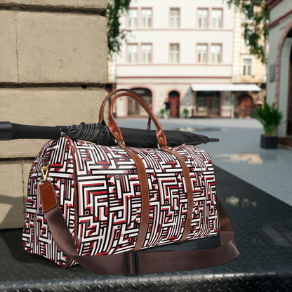 Futuristic pattern - Red - Waterproof Travel Bag