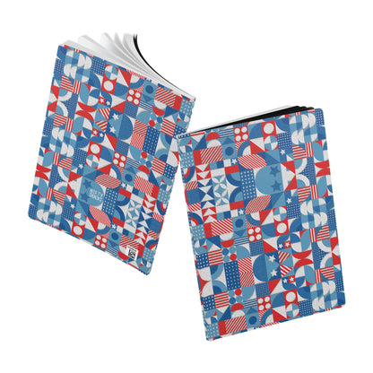 Red White and Blue Bold Pattern - Oil Paint Texture - Softcover Journal