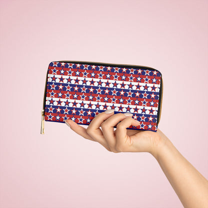 Red White and Blue Stars - Stripes - Zipper Wallet