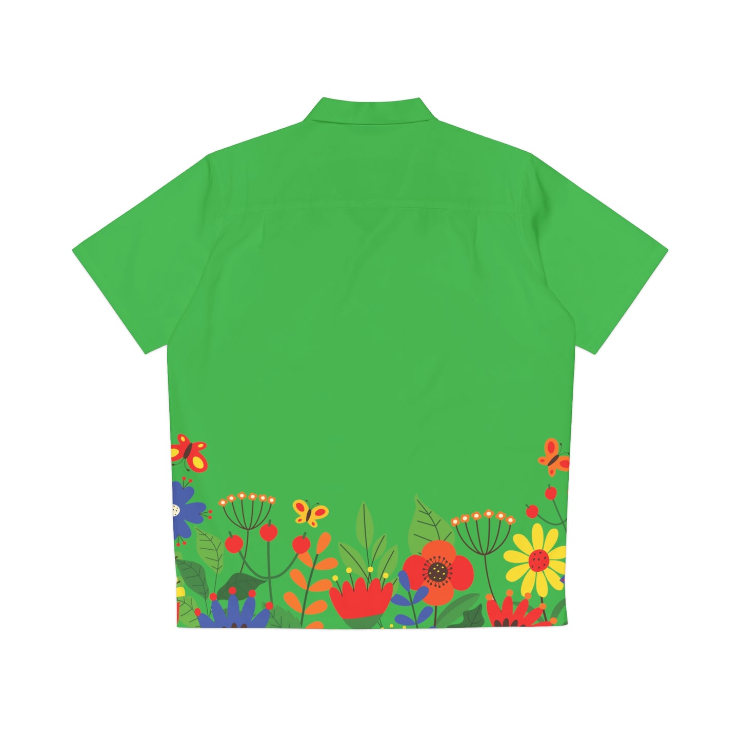 Bright Summer flowers - Lime Green 21C12E - Men's Hawaiian Shirt