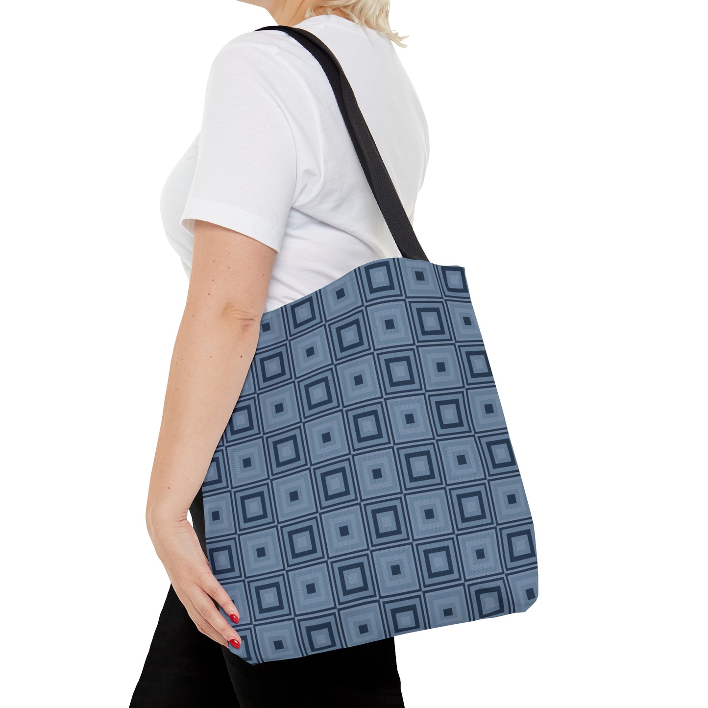 Charcoal - Weldon Blue Squares - Tote Bag