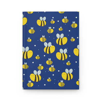 Lots of Bees - Big Print - Blue 0c3f8b - Hardcover Journal Matte