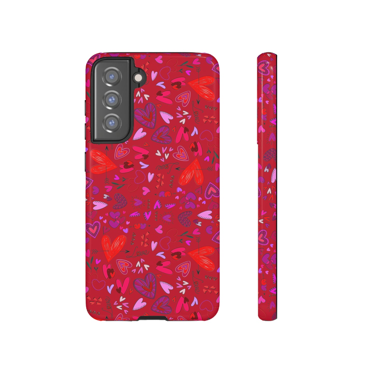 Heart Doodles - Fire Engine Red c8092e - Tough Cases