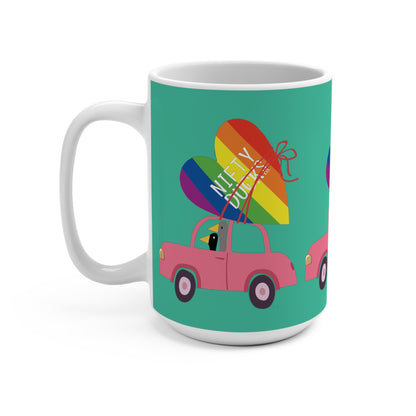 Ducks delivering a lot of love - Pride - Turquoise 12d3ad - Mug 15oz