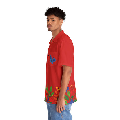 Bright Summer flowers - Scarlet de0000 - Men's Hawaiian Shirt