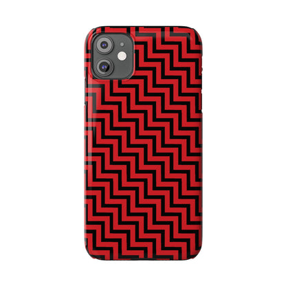 Zigs and Zags - Black - Scarlet - Slim Phone Cases