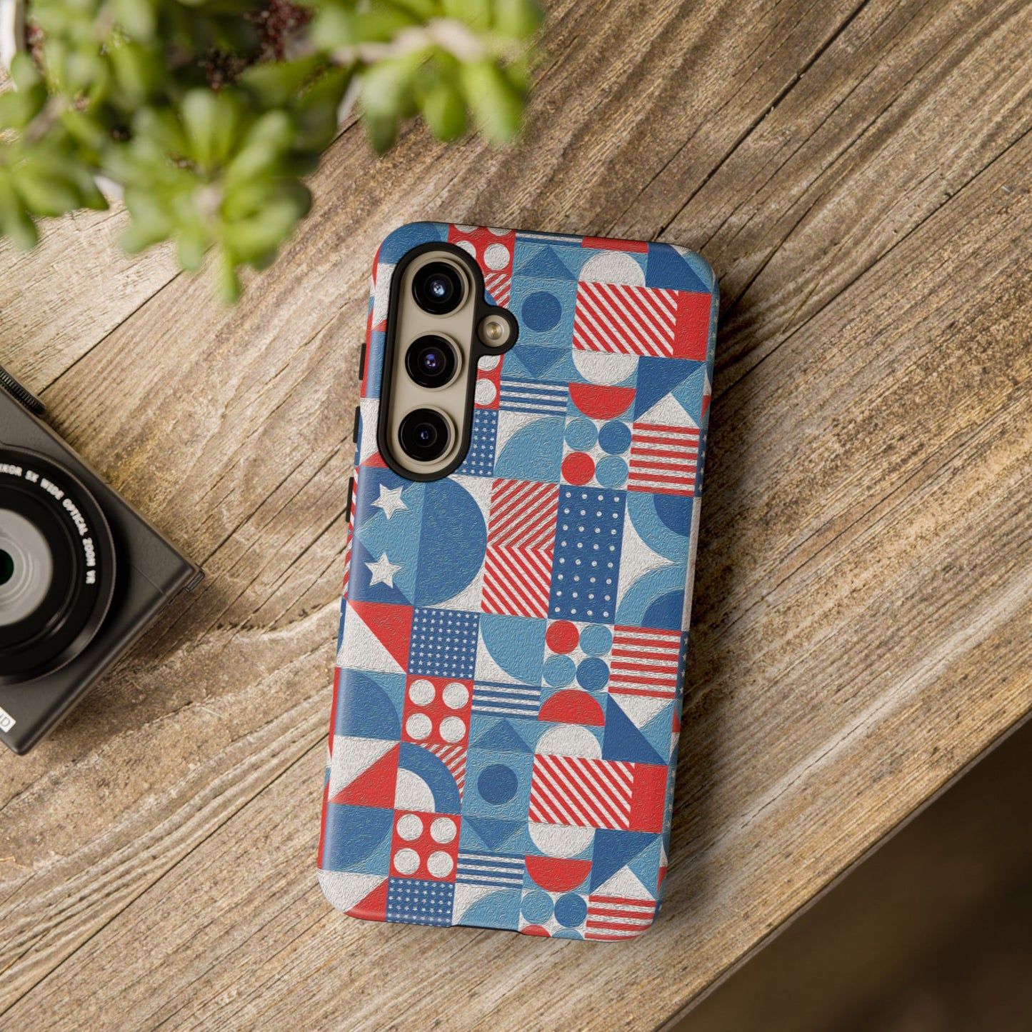 Red White and Blue Bold Pattern - BIG - Oil Paint Texture - Tough Cases