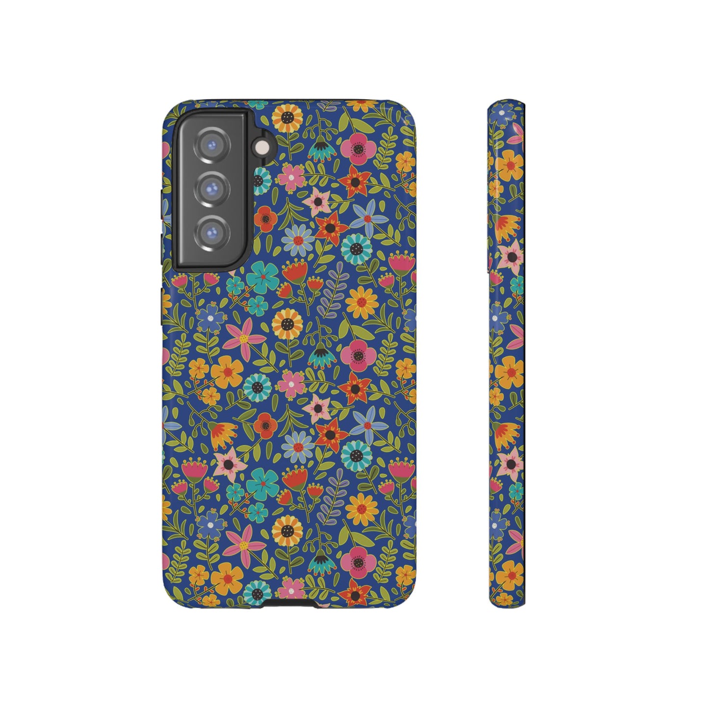 Playful Spring flowers - blue - Tough Cases