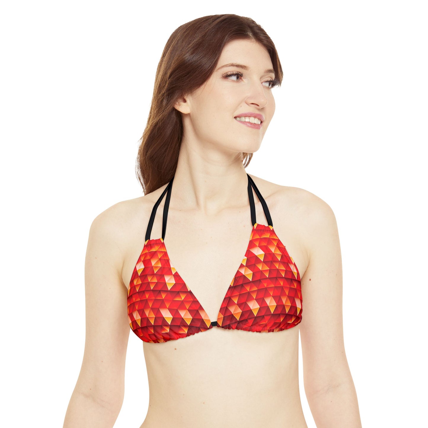 Geometric Flame - Red Triangles - Boston University Red d00000 - Strappy Bikini Set