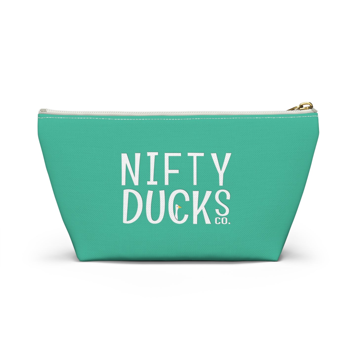 Nifty Ducks Co. Logo2 - ducks - Turquoise 12d3ad - Accessory Pouch w T-bottom